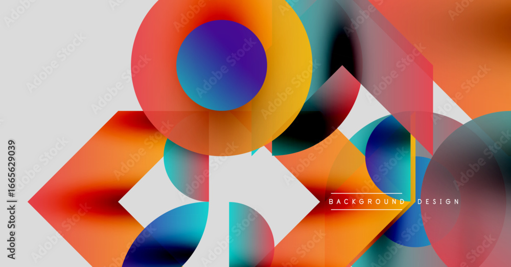 Poster abstract shapes overlap, creating vibrant color gradients. modern design features dynamic compositio