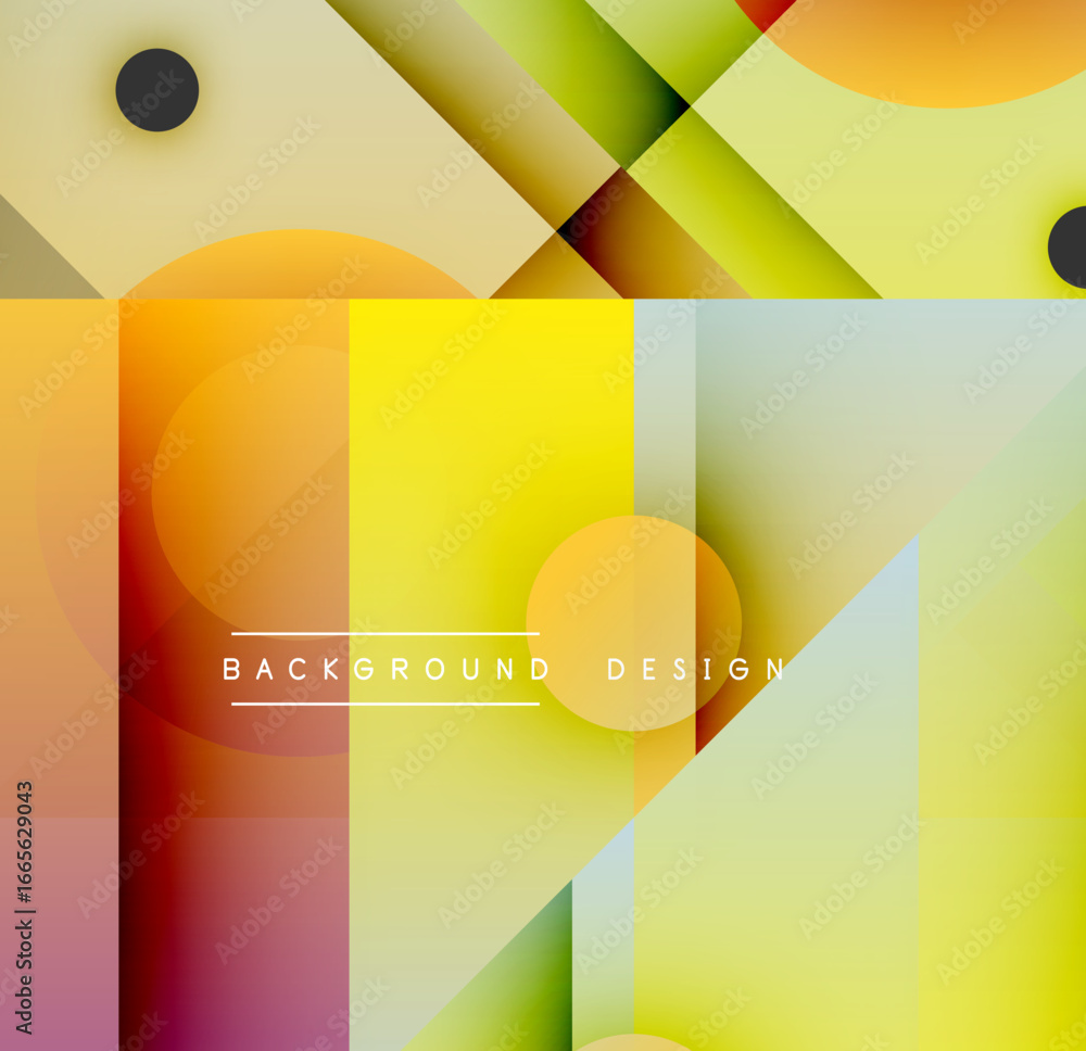 Aufkleber abstract geometric shapes overlap, creating vibrant color gradients. design features circles, square