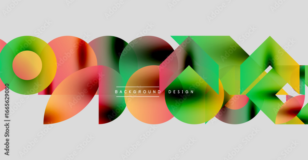 Poster abstract colorful shapes overlap, creating dynamic visual texture. modern design elements suggest cr