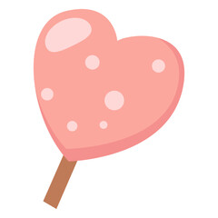 Pink heart-shaped lollipop candy illustration, symbol of love, sweetness, romance, holiday treat, Valentine’s Day decoration, and fun.
