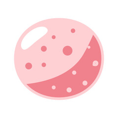 Round pink jelly candy ball with glossy dots, sweet chewy treat for children and parties.
