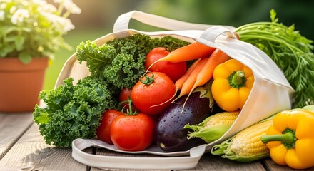 Nourishing your body and the planet with a vibrant bounty of fresh, wholesome vegetables in a reusable bag, embodying a Sustainable Lifestyle