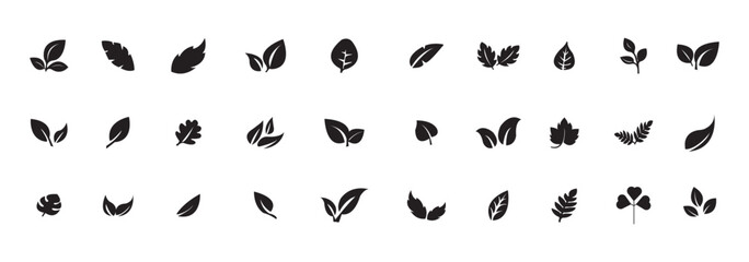 Black leaf ecology nature element vector icon, Leaf Icon, green leaf ecology nature element vector illustration. Eco-friendly lifestyle, organic products, wellness, and natural growth. EPS 10