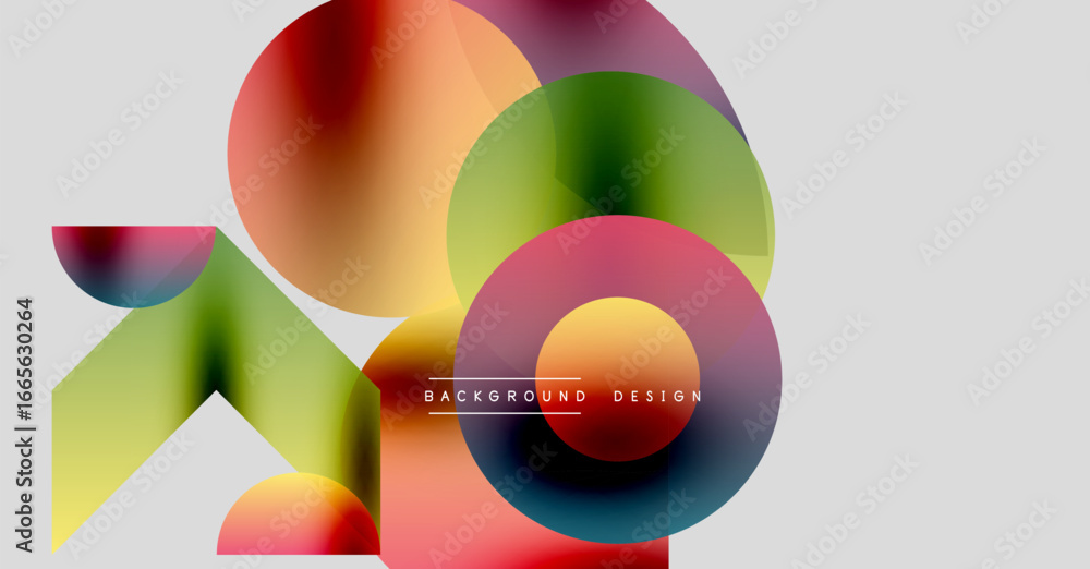 Poster abstract colorful shapes overlap. modern design features gradients, curves, lines. minimalist backgr