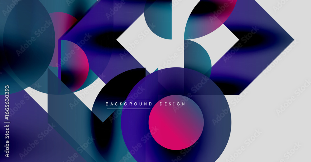 Poster abstract composition. overlapping circles, gradients, dynamic shapes create modern visual experience