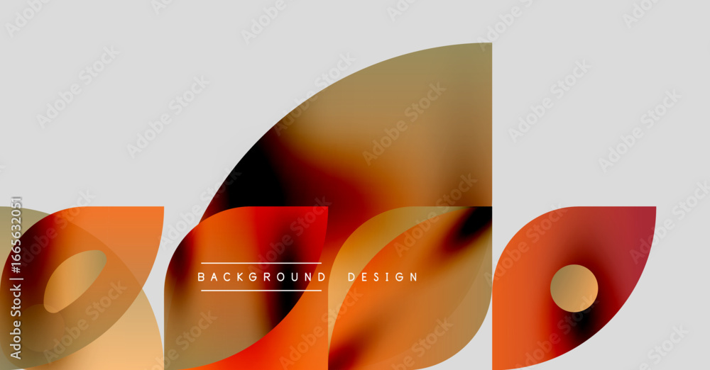 Poster abstract shapes, warm colors, modern design. overlapping elements create dynamic composition. minima