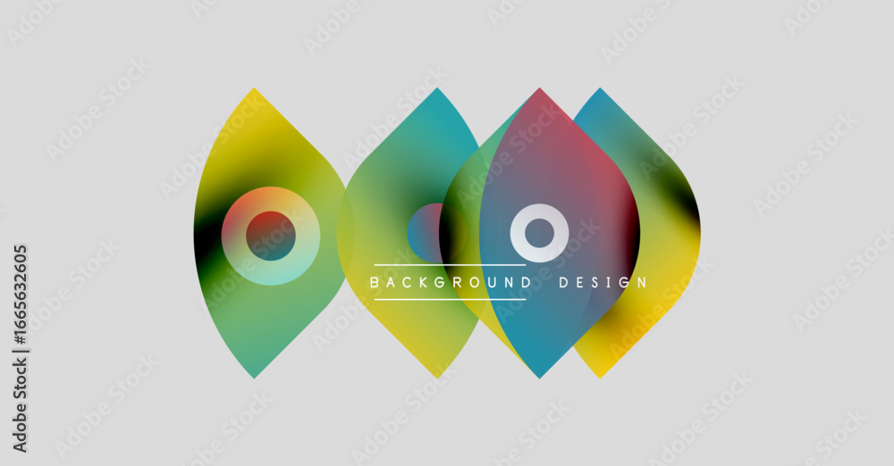 Poster abstract colorful shapes overlap. vibrant gradients create modern design elements. background featur