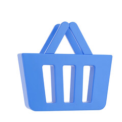 Bright blue shopping cart icon with handles for online stores and e-commerce