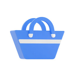 Simple blue shopping bag icon with white stripe for online stores and retail