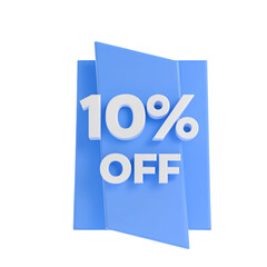 10 percent off discount tag with bold white text announcing special offer savings