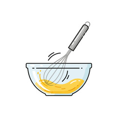 Whisking Yellow Liquid in a Glass Bowl Illustration