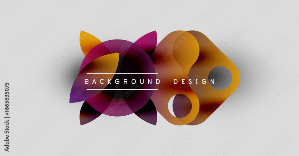 Poster abstract colorful shapes overlap, creating dynamic background design. gradient hues blend, offering 