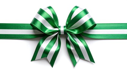 Green Striped Ribbon Bow.
