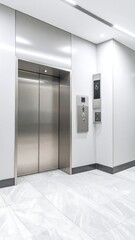 Modern Elevator in Office Building Lobby