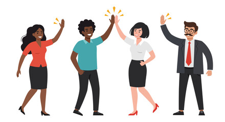 Fototapeta premium Diverse Team Celebrating Success with High Fives.