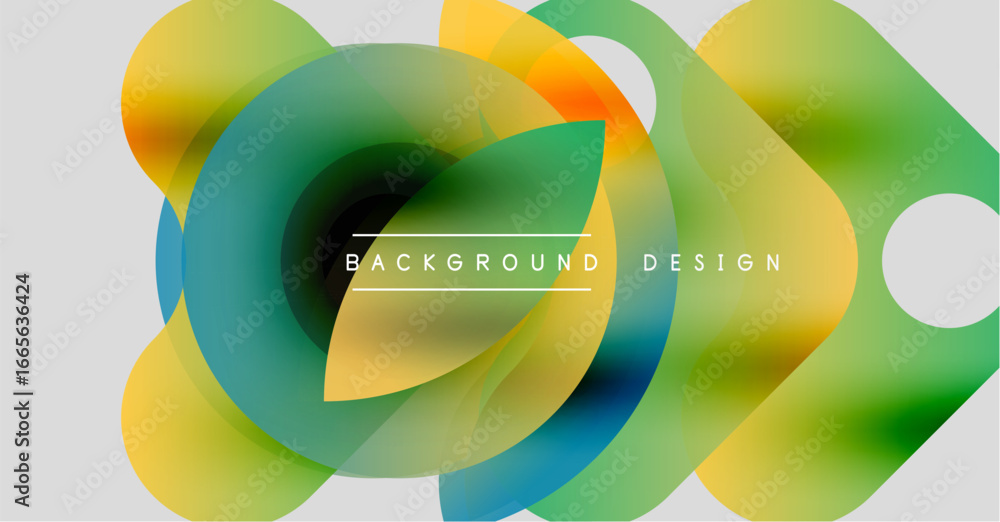 Poster abstract colorful overlapping shapes create dynamic visual effect. modern design elements suggest fl