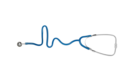 Stethoscope for patient assessments in clinics, isolated on white, PNG