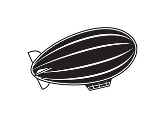Airship Dirigible Blimp Silhouette Vector Illustration Isolated Icon Design.