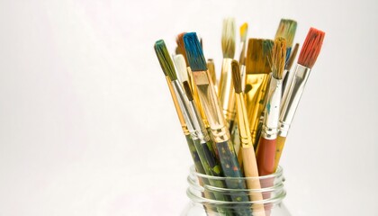 Obraz premium Paintbrushes in Jar, Studio Setting