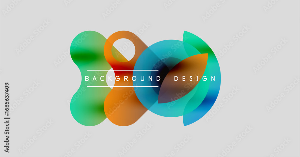Poster abstract colorful shapes overlap, creating dynamic background. text reads background design. minimal