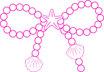 Playful Pearl Bow Shell Girly Summer BowDoodle Outline Hand Drawn