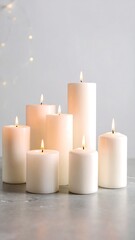 Lit Candles Arranged on Tabletop