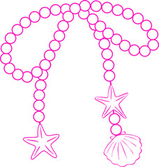 Pearl Bow Shell Girly Summer Bow Doodle Outline Hand Drawn