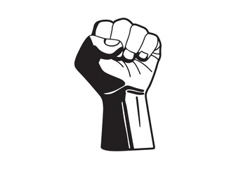 Raised Fist Silhouette Icon Symbol of Power Strength and Solidarity.