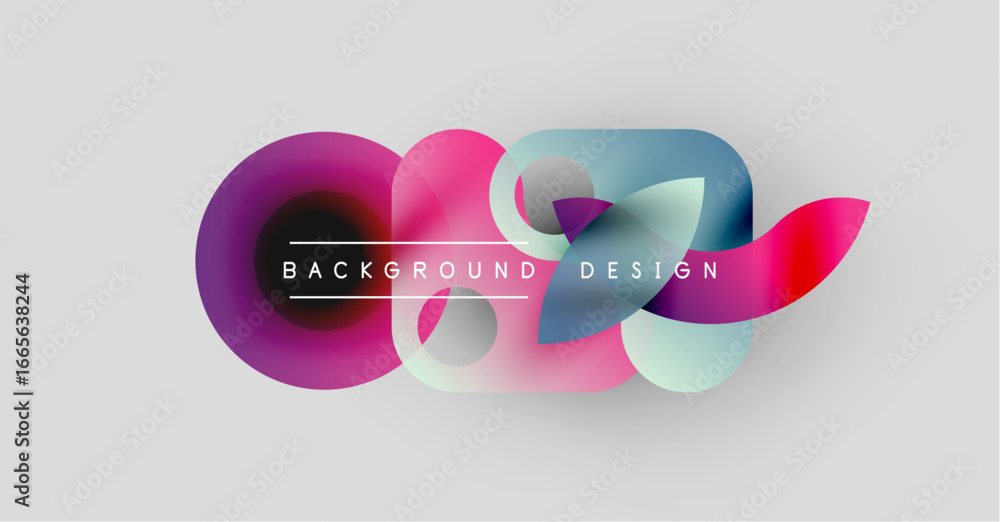 Poster abstract colorful swirls form dynamic background. text reads background design centered within shape