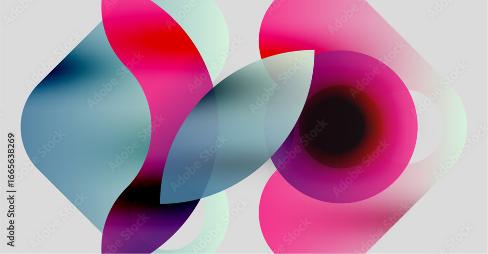 Aufkleber abstract composition featuring overlapping colorful circles. soft gradients create fluid shapes, ble