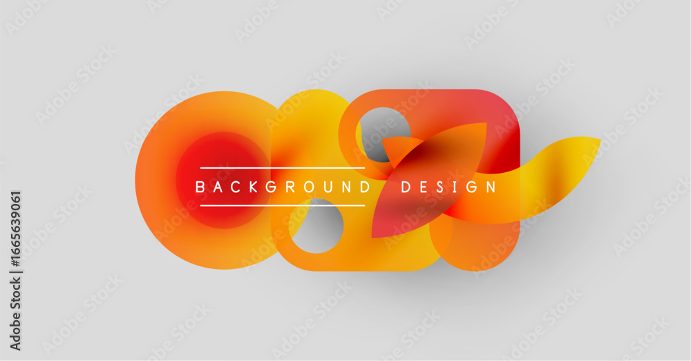 Poster abstract design features vibrant orange, yellow layers. text reads background design centered within