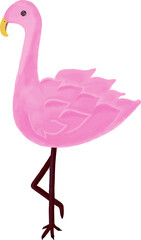 animation : a cute pink flamingo standing