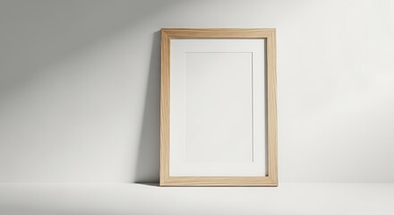 Empty Wooden Picture Frame Mockup.