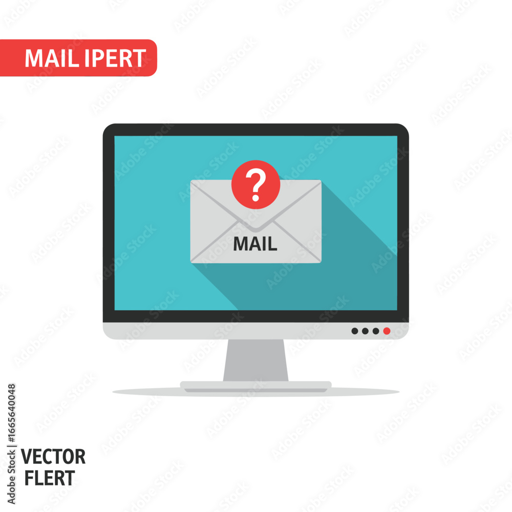 Fototapete computer screen displaying email notification with question mark