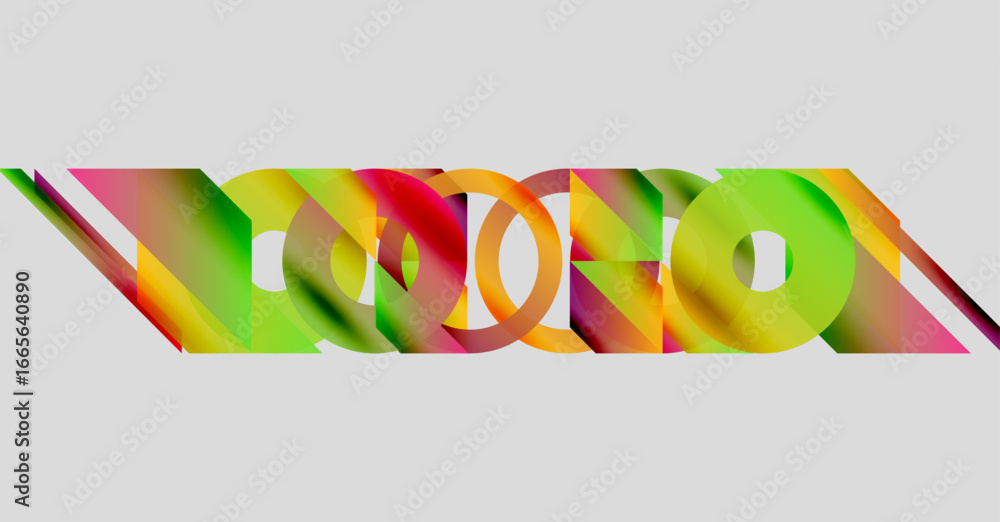 Poster abstract colorful design. overlapping shapes create dynamic visual effect. bright gradients suggest 
