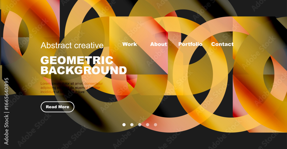 Poster abstract website header design. vibrant circles overlap creating dynamic visual effect. text element