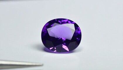 Oval Amethyst Gemstone, Studio Shot, White Background