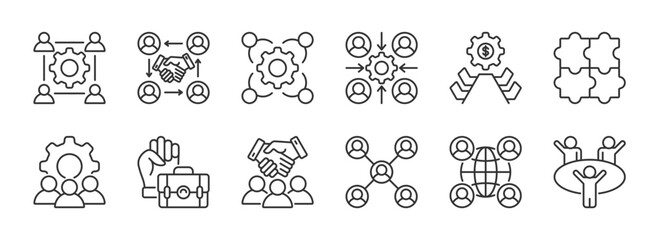 Stakeholder line editable icon set collection. Containing business, collaboration, teamwork, Management, investors, partners, employees, and more. Editable stroke. Vector illustration eps 10