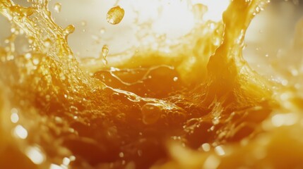 Orange juice splashing in close-up