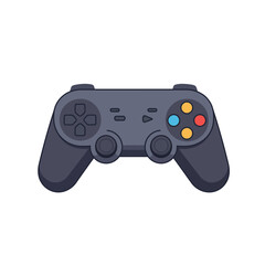 Isolated gamepad with directional buttons, shoulder triggers, and colored action buttons on white backdrop. Concept for interactive entertainment, digital gaming, and joystick controller, gaming