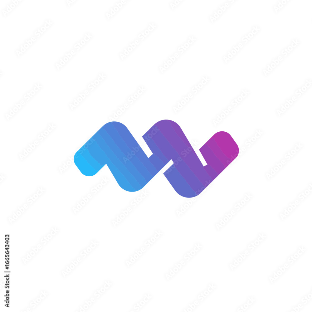 Poster abstract gradient logo with connected rounded shapes forming letter, smooth transition from blue to 
