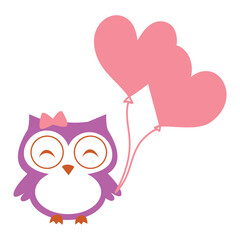 owl girl valentines holding love balloon