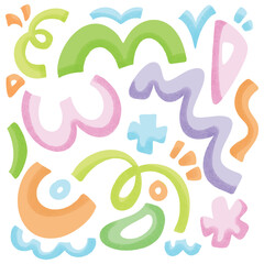 Hand Drawn Marker Pastel Doodle Shapes