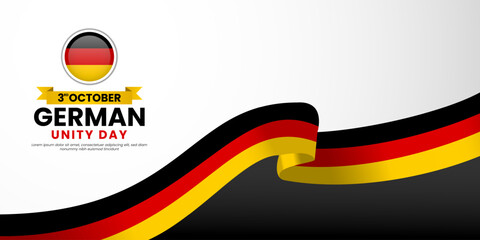 German unity day banner background 3 october design element with waving ribbon flag