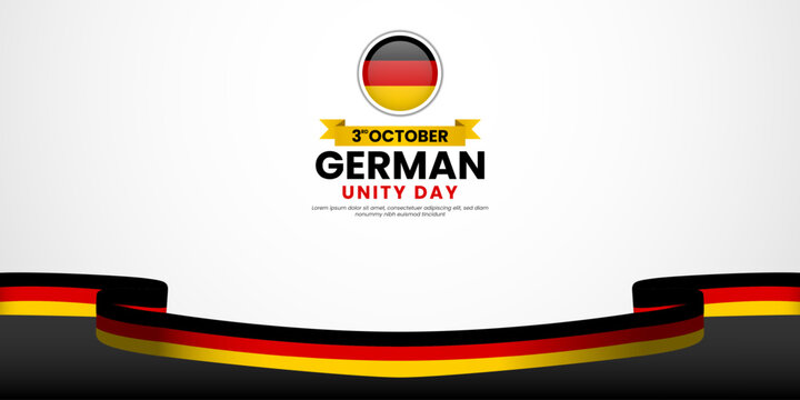 German unity day banner background 3 october design element with waving ribbon flag