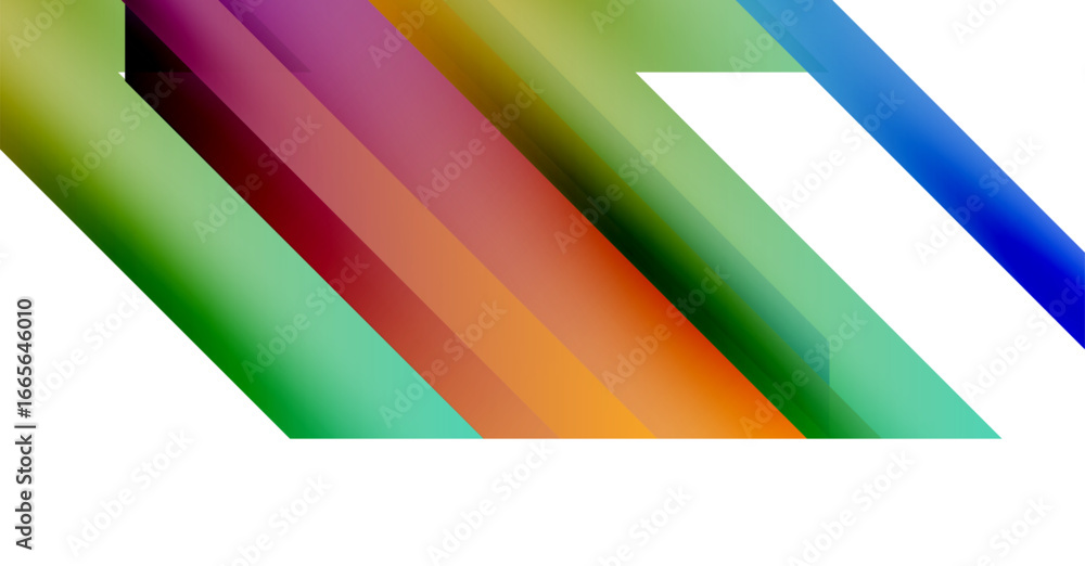 Poster abstract colorful stripes overlap creating dynamic visual effect. bright hues blend, forming modern 