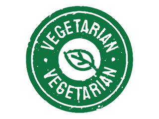 Green vegetarian stamp icon with leaf symbol for healthy food and dietary choices transparent background
