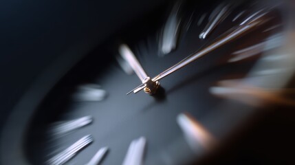 Blurred motion of clock hands spinning rapidly, representing fast passage of time