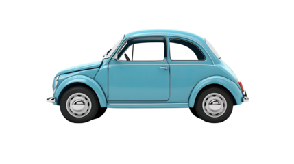 small cute blue toy car on white background