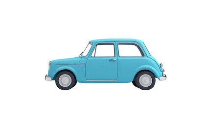 small cute blue toy car on white background